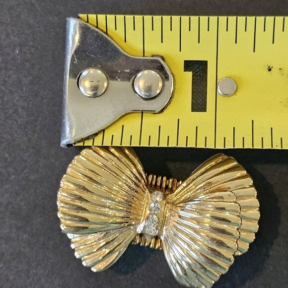 Lilly Pulitzer Gold Bow Cocktail Statement Ring Stretch Band One Size Rhinestone - Picture 10 of 11